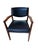 Wood Vintage Alma Desk Co. Mid-Century Modern Walnut & Black Vinyl Armchair For Sale - Image 7 of 8