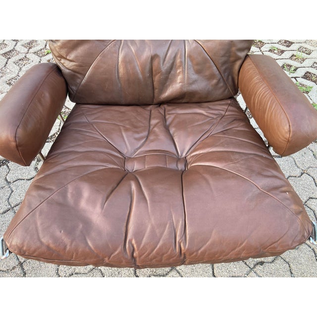 Wing Wingback Brown Leather Lounge Chair by Harald Relling for Westnofa, 1970s For Sale - Image 4 of 16