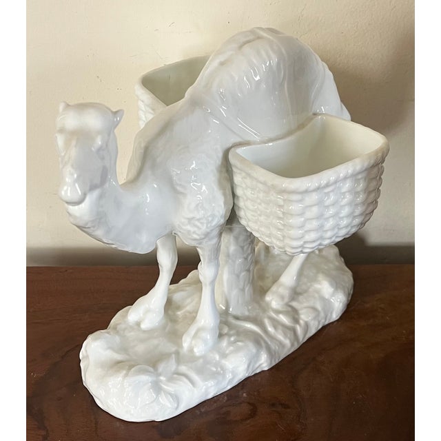 Antique 19th Century Continental Blanc De Chine Porcelain Camel Table Centerpiece Vase With Two Baskets for Flowers For Sale - Image 13 of 18