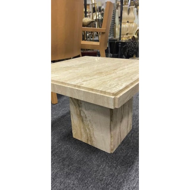 Italian End or Side Tables in Travertine - a Pair For Sale - Image 4 of 12