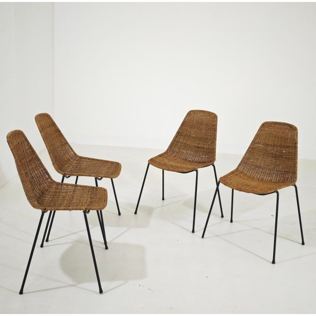Vintage Basket Wicker Chairs by Legler for Bonacina Italia, 1950s, Set of 4 For Sale - Image 6 of 13