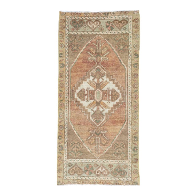 Turkish Mini Rug Oriental Hand Knotted Vintage Rug 1'8" x 3'6" #16751 For Sale