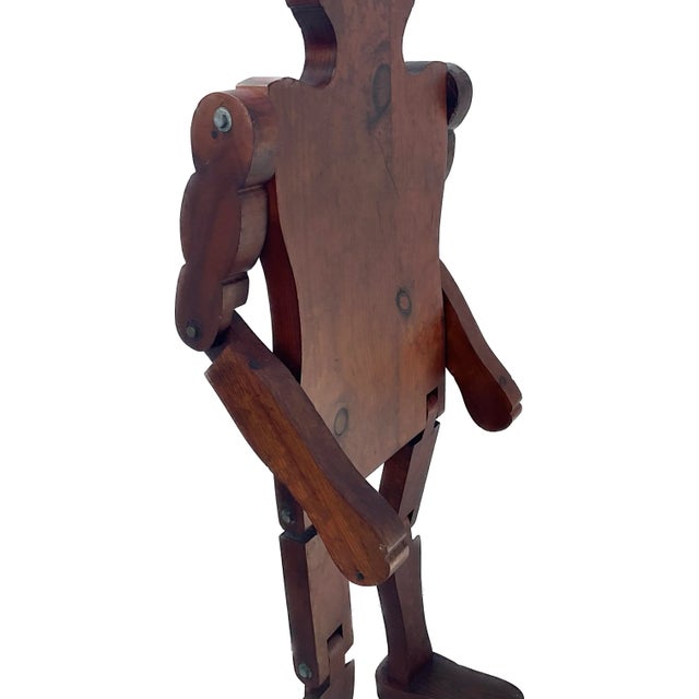 Wood Folk Art Child-Size Articulated Wooden Mannequin For Sale - Image 7 of 12