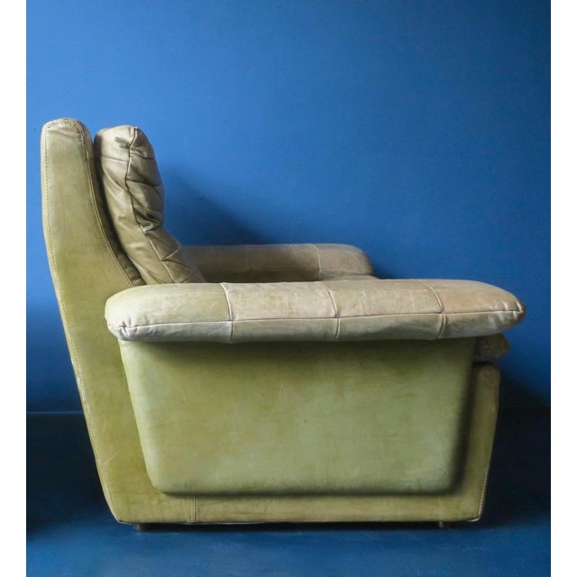 Set of Olive Patchwork Leather Lounge Chair and Ottoman from Laauser, 1970s For Sale - Image 11 of 16