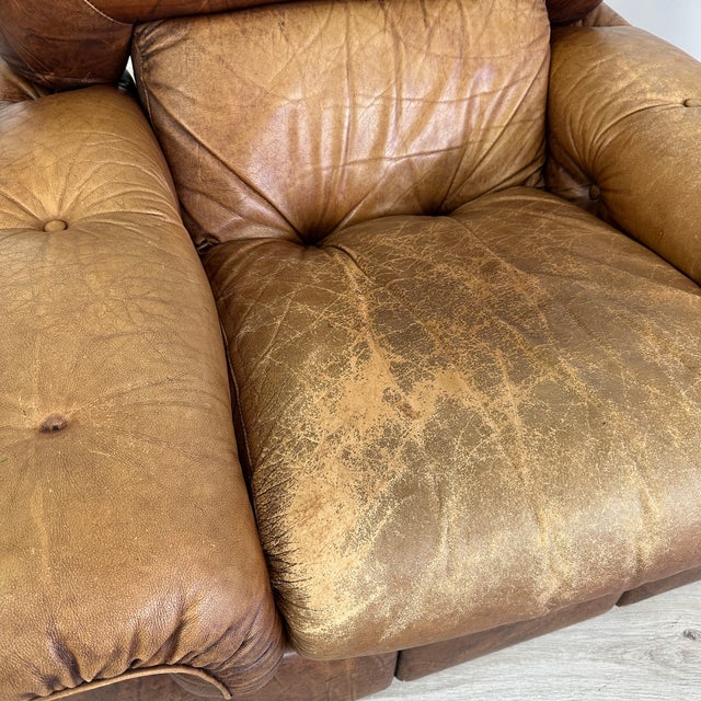 Italian Leather Club Chairs - A Pair For Sale - Image 12 of 13