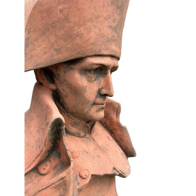 Napoleon Bonaparte Cast Stone Bust with Terracotta Finish Garden Ornament For Sale - Image 17 of 18