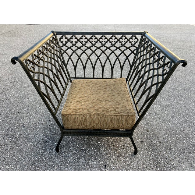 Metal Charming Wrought Iron Patio Settee and Chair Style 2 Pieces For Sale - Image 7 of 18