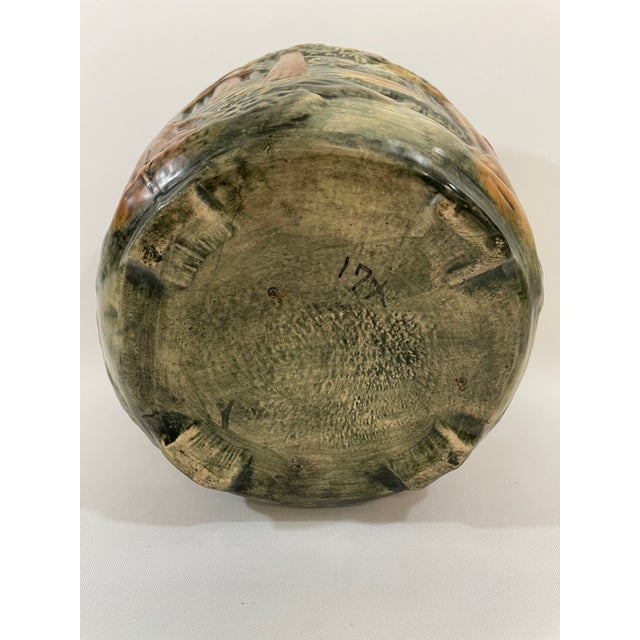 Forest Green 1920s Antique Weller Art Pottery "Forest" Jardiniere Cachepot For Sale - Image 8 of 13
