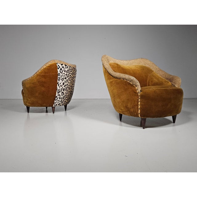 Textile Set of Mid-Century Modern Lounge Chairs in the style of Gio Ponti, Italy, 1950s For Sale - Image 7 of 15