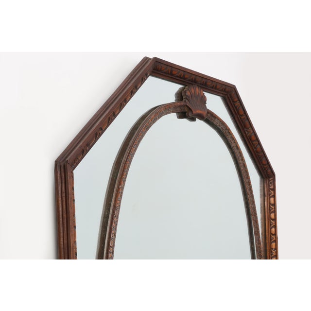 Art Deco Octagonal Wooden Mirror, France, 1920 For Sale - Image 4 of 11