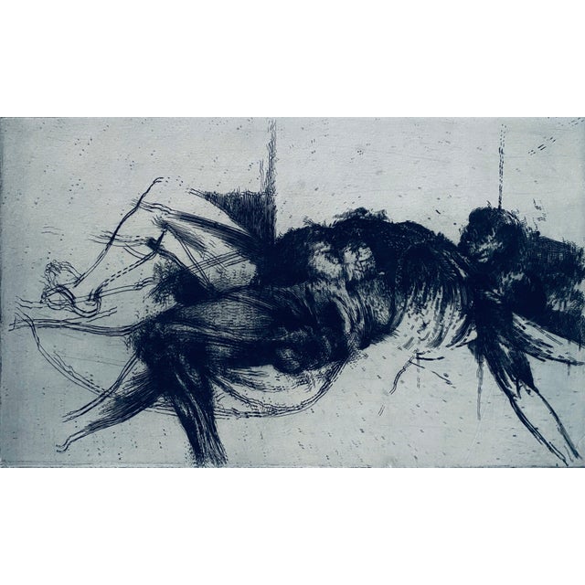 American Robert A. Birmelin, Falling Figure, American Modernist Abstract Etching For Sale - Image 3 of 8