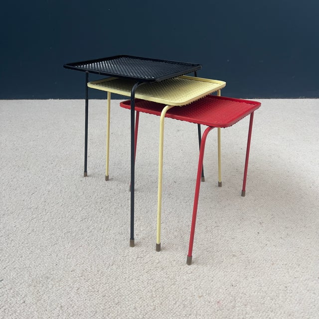 Metal Soumba Nesting Tables by Mathieu Matégot, 1953, Set of 3 For Sale - Image 7 of 13