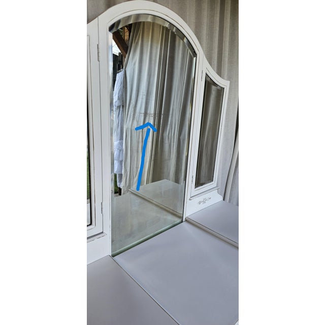 Vintage Vanity 3 Mirrors, 1930's, White Romantic Style For Sale - Image 16 of 16