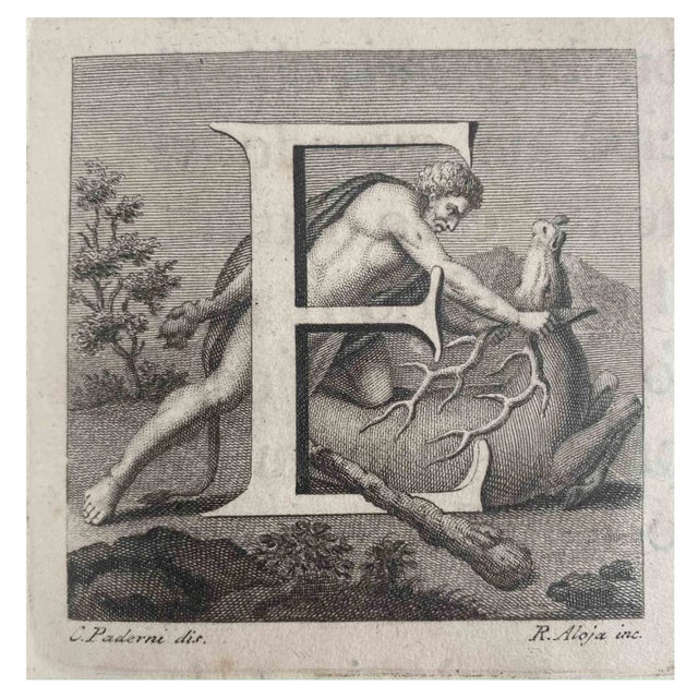 Vincenzo Aloja, Antiquities of Herculaneum: Letter E, Etching, 18th Century For Sale