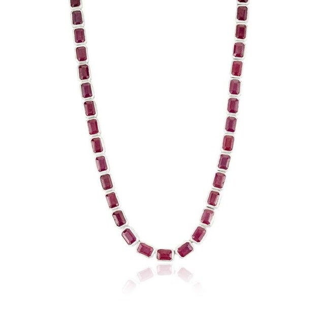 Not Yet Made - Made To Order Antique Style 40.41ct Natural Ruby Line Necklace for Women in 925 Silver For Sale - Image 5 of 12
