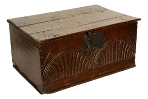 Antique 17th Century Charles II Carved Oak Bible Document Box 6 Plank Trunk 1680