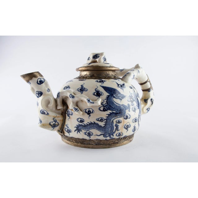 Hollywood Regency Oversize Dragon and Phoenix Teapot For Sale - Image 3 of 12