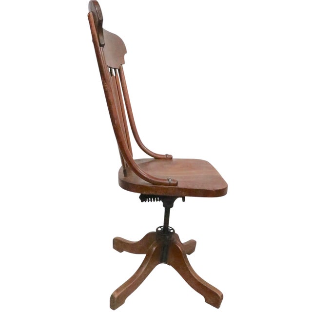 Late 19th Century Victorian Oak Swivel Desk Chair For Sale - Image 9 of 14