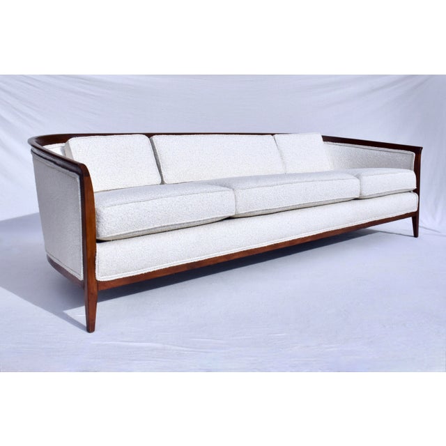 Mid-Century Modern 1960's Curved Back Walnut Sofa Attributed to Erwin Lambeth For Sale - Image 3 of 12