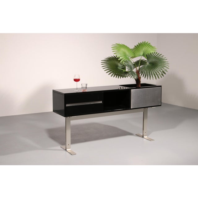 Wood Black and Stainless Steel Bar Sideboard, Italy, 1969 For Sale - Image 7 of 12