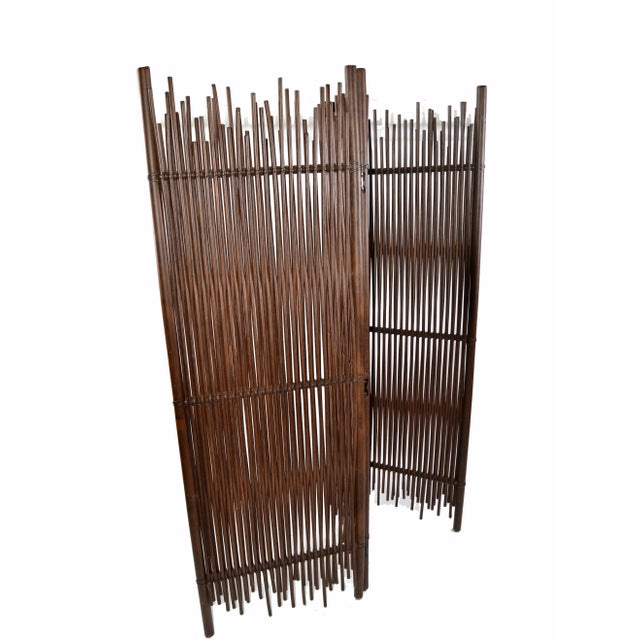 Mid-Century Modern Mid-Century Modern Tall Solid Bamboo Wood Room Divider Screen Partition Italy For Sale - Image 3 of 13
