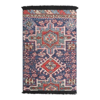 Rug & Kilim’s Tribal Rug in Blue and Red With Primitivist Geometric Patterns For Sale