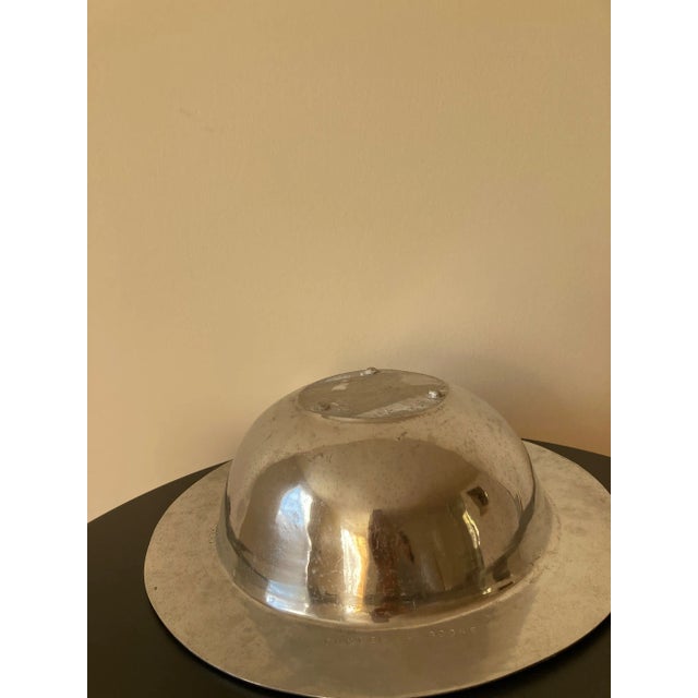 Vintage Silver Serving Bowl With Geometric Design Rim, Circa 1980s- Large For Sale - Image 4 of 12