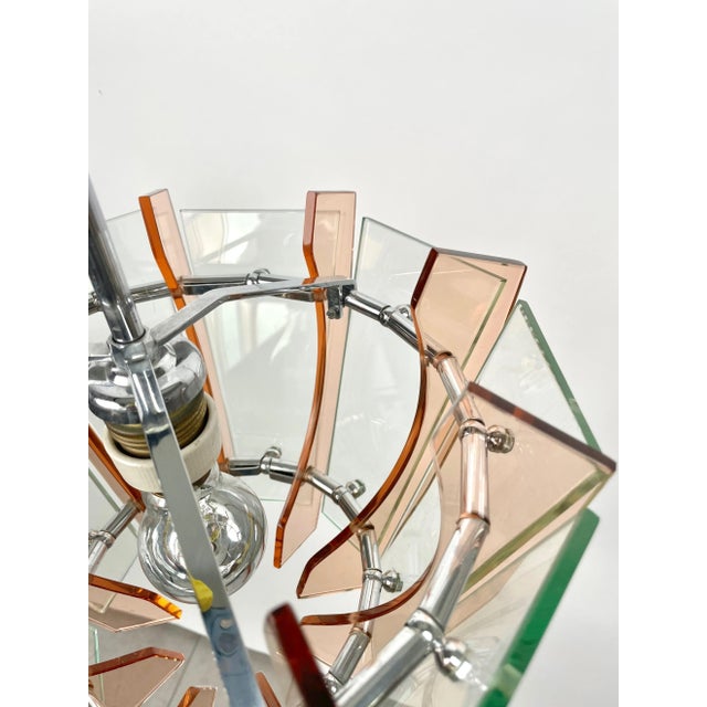 Glass & Chrome Ceiling Light from Veca, Italy, 1970s For Sale - Image 9 of 11