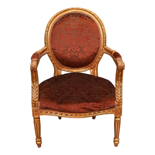French Gilt Salon Armchair, 1930 For Sale