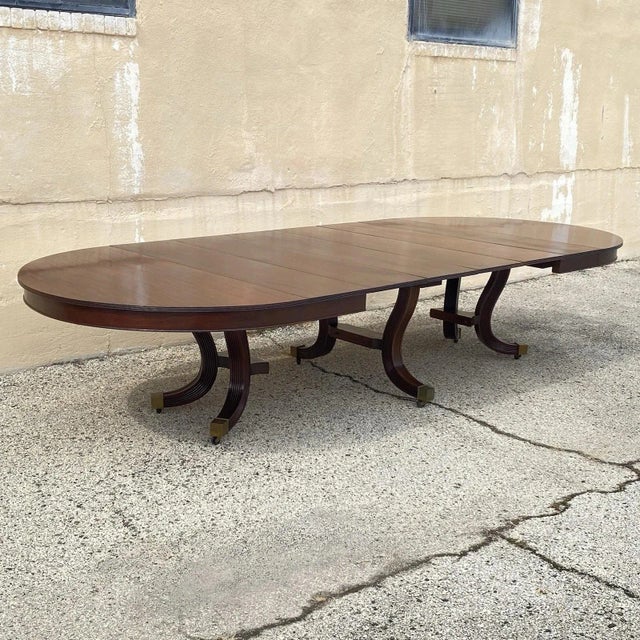 Antique English Regency Round Mahogany Extension Dining Banquet Table W 6 Leaves For Sale - Image 17 of 18