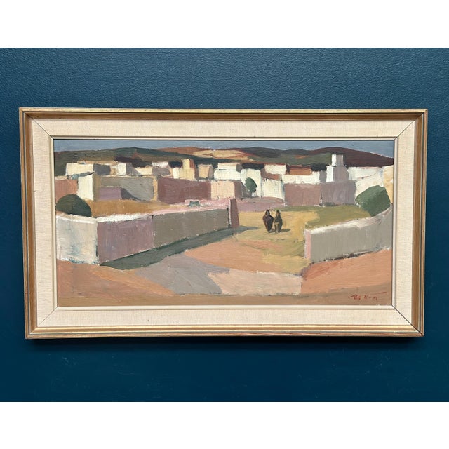 Original Swedish Oil on Canvas – “Southern Village Landscape” by Rolf Norrman (1921–1964) – Signed – Vintage & Framed – 79...