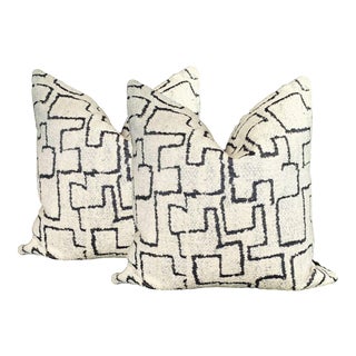 Abstract Pillows in Ivory and Black - a Pair For Sale