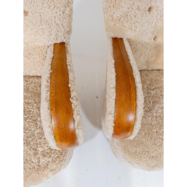 Swedish Modern Sheepskin Lounge Chairs, 1940s, Set of 2 For Sale - Image 6 of 12