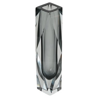 Murano Decorative Glass Vase in Sommerso Grey Blown Glass from Mandruzzato, 1960s For Sale