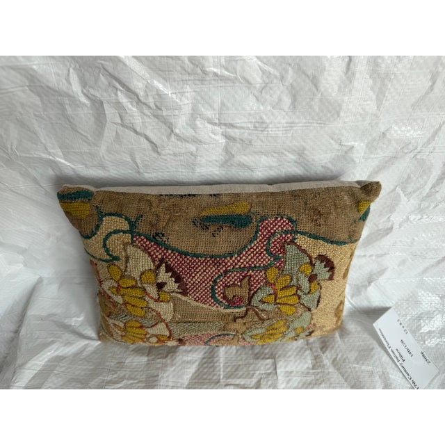 Baroque 17th Century Italian Wool & Silk Floral Tapestry Pillow For Sale - Image 3 of 8