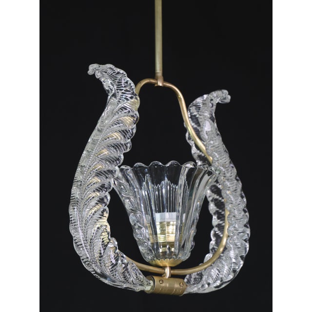 Art Deco Charming Murano Glass Art Deco Pendant Chandelier by Ercole Barovier, 1940s For Sale - Image 3 of 13