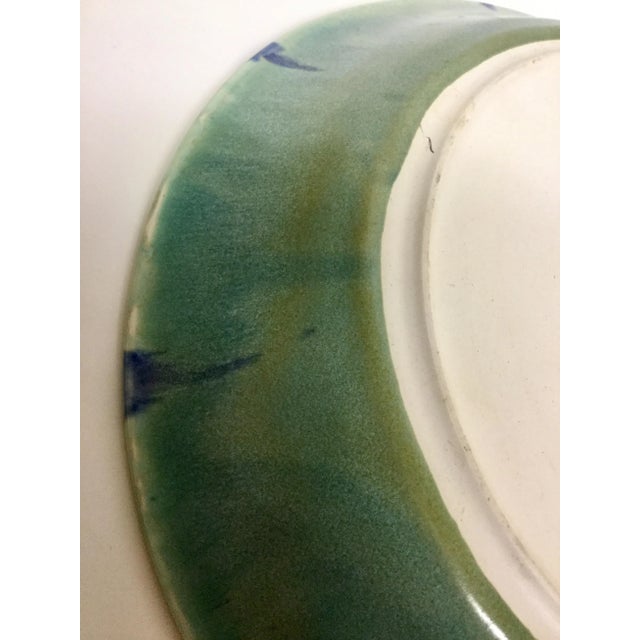 Green Artisan Hand Painted Stoneware Pie Plate Platter For Sale - Image 8 of 9