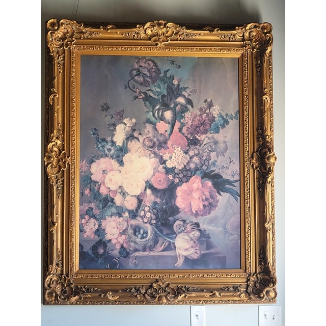 Reproduction of J van Os still life on canvas. Likely 1:1 scale to the original. Classic ornamental frame (back side is...