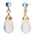 Syna Yellow Gold Moon Quartz and Blue Topaz Mogul Drop Earrings, a Pair For Sale