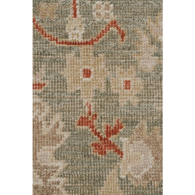 Late 20th Century Rug & Kilim’s Oushak Style Rug in Beige-Brown, Green Floral Patterns For Sale - Image 5 of 6
