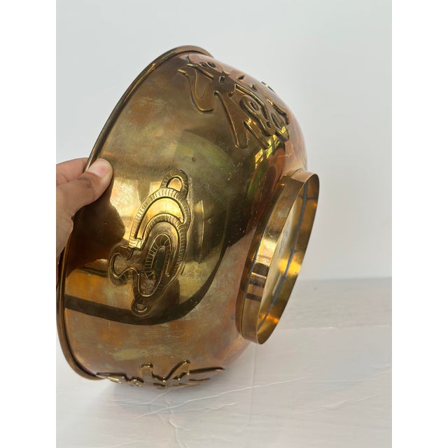 1960s Vintage Brass Footed Bowl With Asian Motif Cut-Outs For Sale In Detroit - Image 6 of 6
