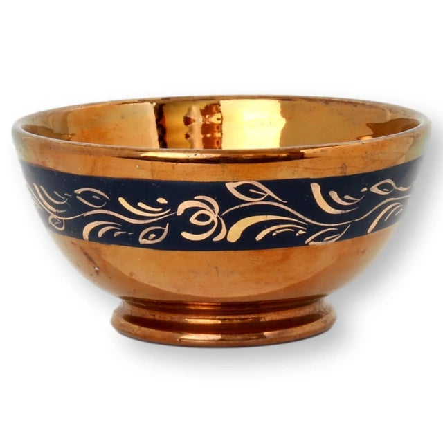 Antique English Enameled Copper Luster Bowl For Sale - Image 4 of 4