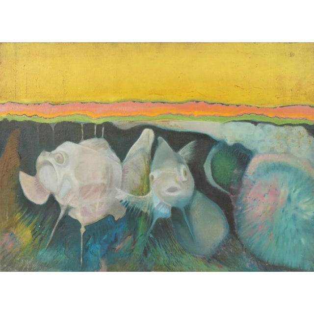 1980s Mid Century Modern Original Jeffrey Schuerholz Expressionist Oil Painting For Sale - Image 5 of 5