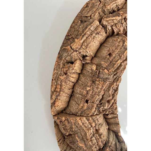 Brutalist Circa 1970 French Cork and Wood Mirror For Sale - Image 3 of 13