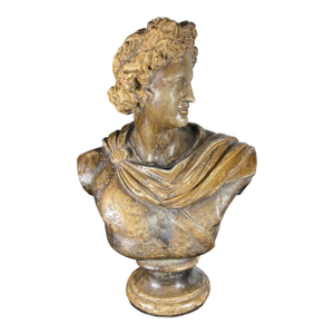 24" Mid-Century Italian Basco "Attila's Antiquity" Patinated Chalkware Bust of Apollo Belvedere