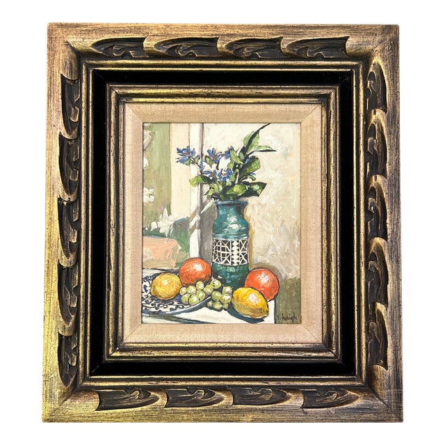 Contemporary Original Still Life Painting by Stephen Heigh “Vase and Fruit” For Sale
