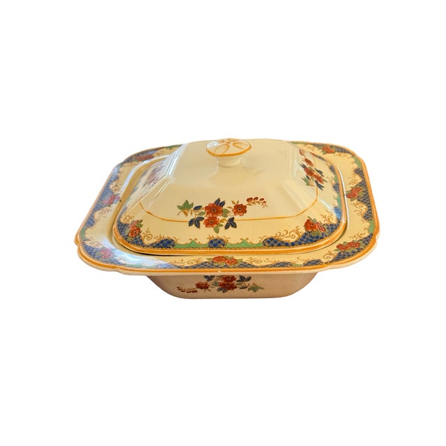 1900 - 1909 1900s English Cavendish Ware Square Covered Dish for Loeser’s Brooklyn For Sale - Image 5 of 11