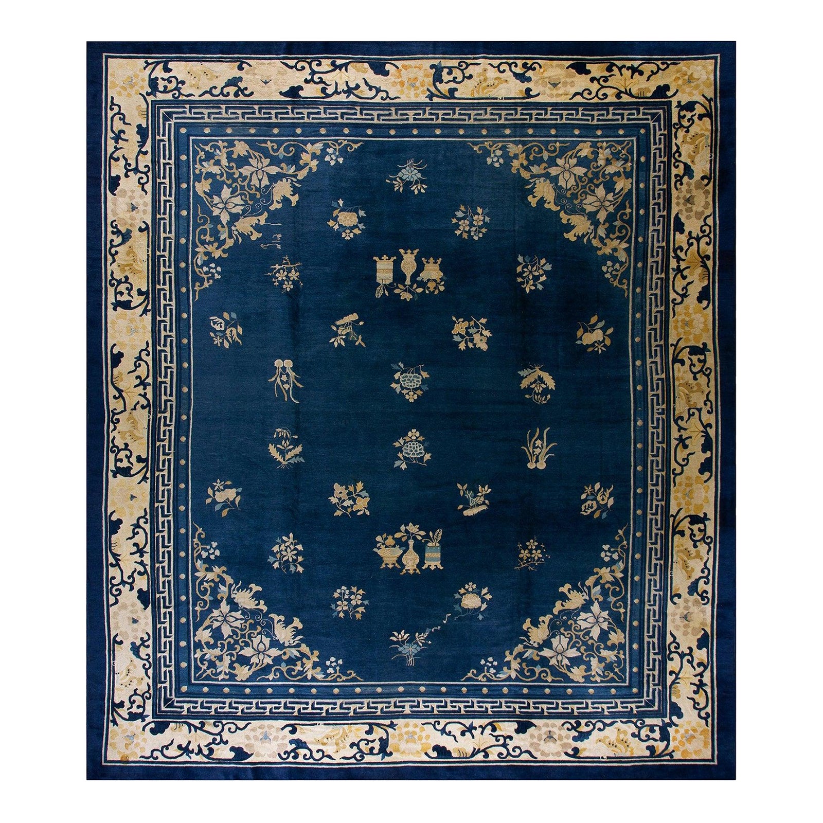 Delightful Blue and Beige Color With Special Floral Design Antique ...