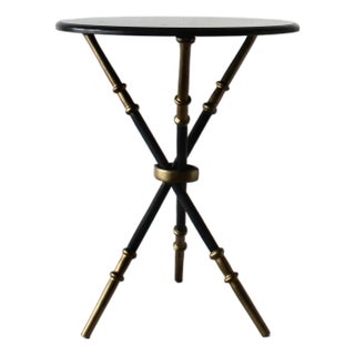 1980s Piero Fornasetti Italian Style Metal Brass Gold Granite Top Occasional Table For Sale