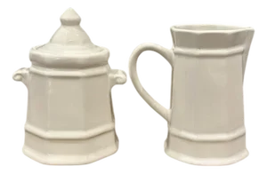Pfaltzgraff Heritage White Ironstone Lidded Sugar and Creamer Set